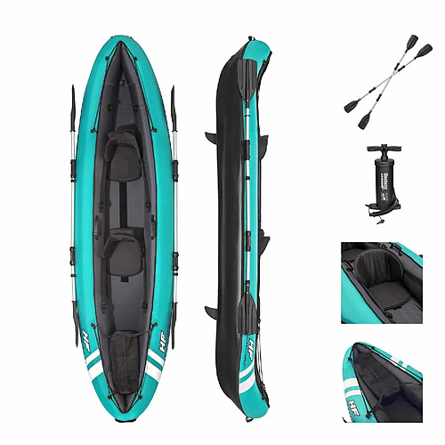 Kayak Gonflable Bestway Hydro-Force Ventura 330x94 cm 2 Personnes Gonfleur 2 Pagaies