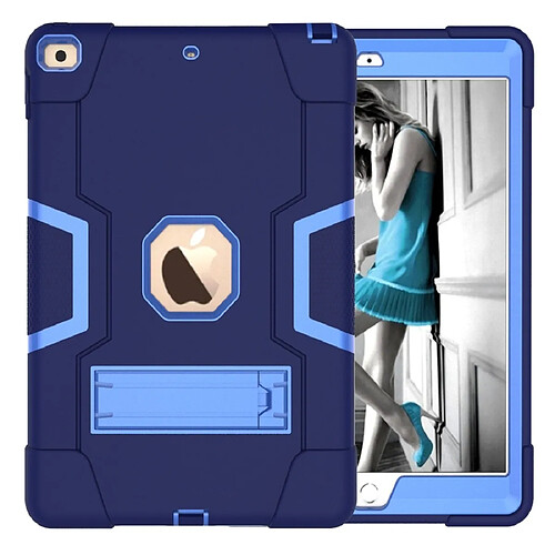 Wewoo Housse Étui Coque Pour iPad 10.2 Couleur Contraste Silicone + PC Combinaison avec support bleu marine +