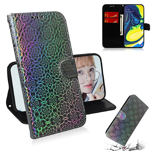 Wewoo Housse Coque Pour Galaxy A80 / A90 Couleur Pure Coloré Boucle magnétique Horizontal Flip en cuir avec support et emplacements cartes et portefeuille et lanière Argent