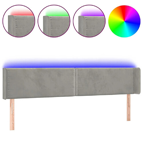 Maison Chic Tête de lit moderne à LED lumineuse pour chambre - Décoration de lit Gris clair 163x16x78/88 cm Velours -MN61440