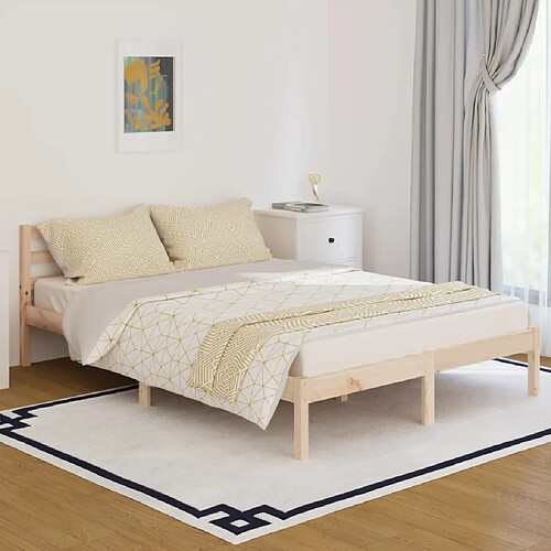 Maison Chic Lit adulte - Lit simple Cadre de lit,Structure du lit Contemporain Bois de pin massif 140x200 cm -MN46394