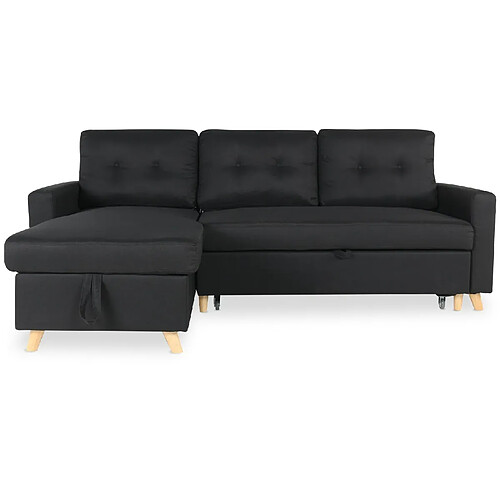 Canapé d'angle convertible réversible Falko Tissu Noir