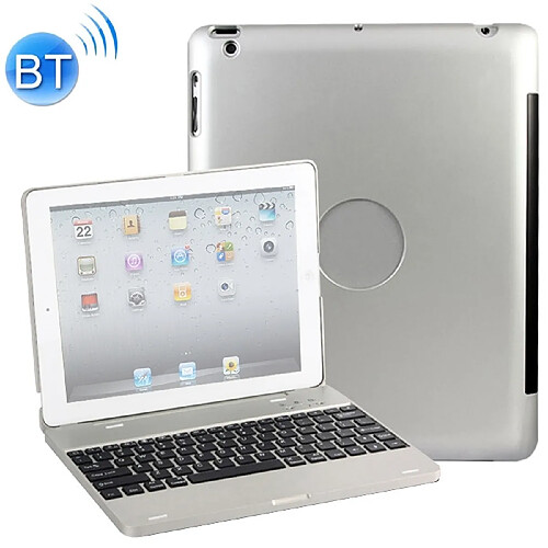 Wewoo P2095 pour iPad 4/3/2 version ordinateur portable en alliage d'aluminium Bluetooth clavier housse de protection argent