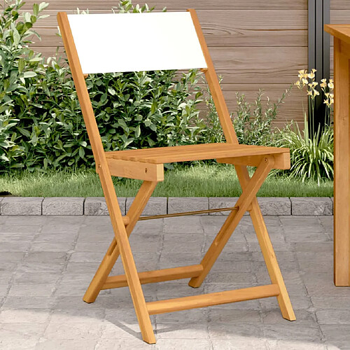 vidaXL Chaises de bistrot lot de 2 blanc crème bois acacia et tissu