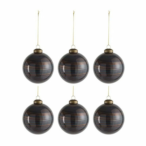 Paris Prix Lot de 6 Boules de Noël Antiquan 8cm Marron