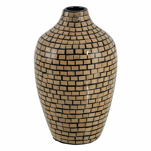 BigBuy Home Vase Noir Beige Bambou 18 x 18 x 30 cm