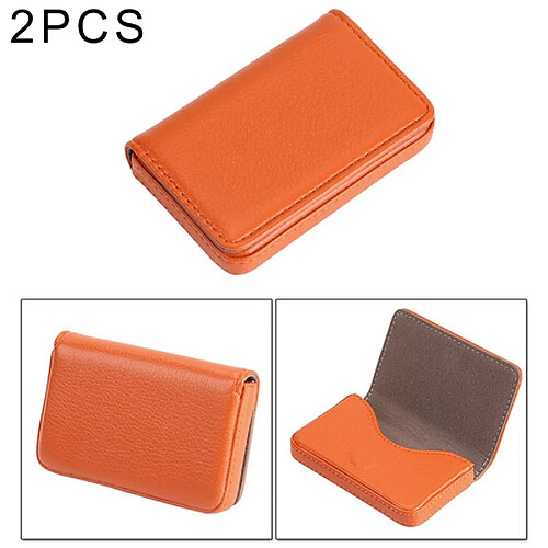 Wewoo Porte-cartes Orange 2 PCS Premium PU étui en cuir avec fermeture magnétique, taille: 10 * 6.5 * 1.7cm