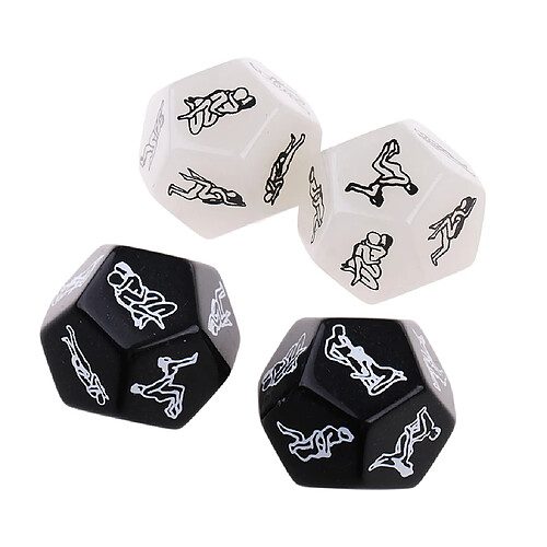 4pcs D12 Dés de Jeu de Discothèque pour Amoureux des Couples Adultes