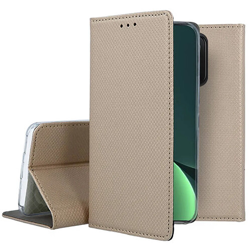 Htdmobiles Housse pour Xiaomi 13 Pro 5G - etui coque pochette portefeuille + verre trempe - OR MAGNET