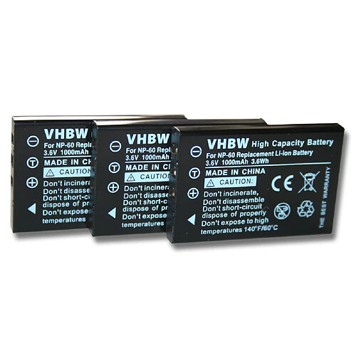 vhbw 3x Akku Ersatz für Yaesu FNB82LI für Kamera Digicam DSLR (1000mAh, 3,6V, Li-Ion)