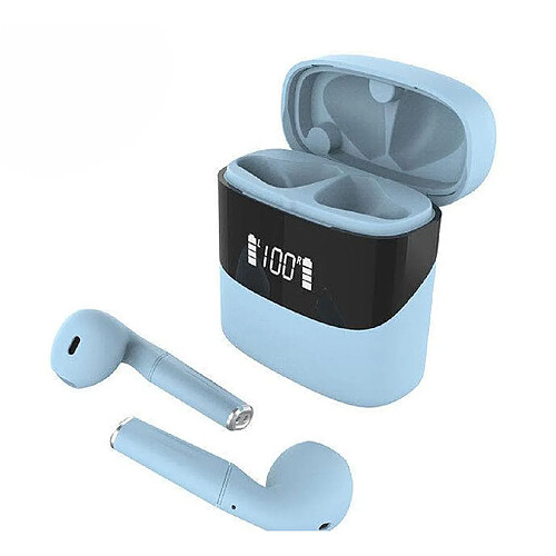 Chrono Écouteurs Intra-auriculaires Sans Fil Bluetooth 5.0 avec Microphone Antibruit IPX7 Étanche(Bleu)