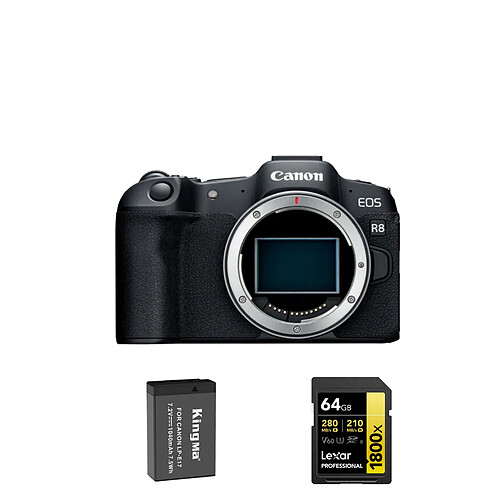 Canon EOS R8 + Objectif et Carte SD Lexar 64GB