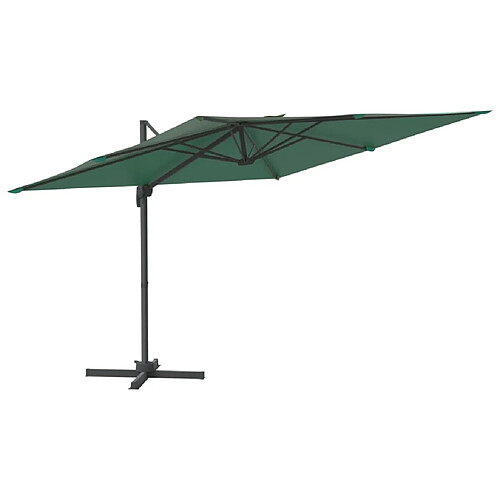 Helloshop26 Parasol meuble de jardin cantilever à led 400 x 300 cm vert 02_0008172