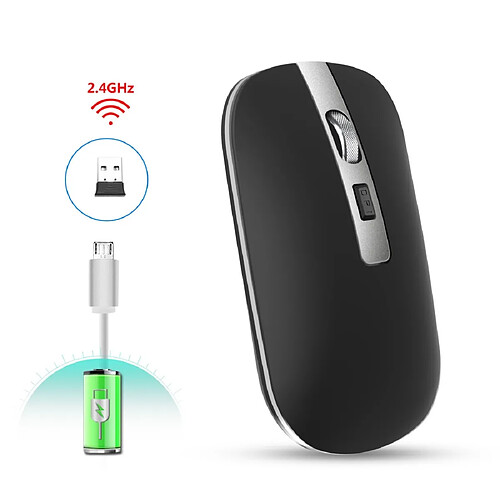 Wewoo Souris sans fil M30 rechargeable Metal Wheel Mute 2.4G Office Mouse 500 mAh Built-in Battery Black