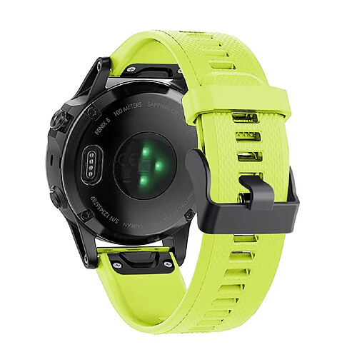 Bracelet en silicone sport avec boucle noire vert jaunâtre pour votre Garmin Fenix 5