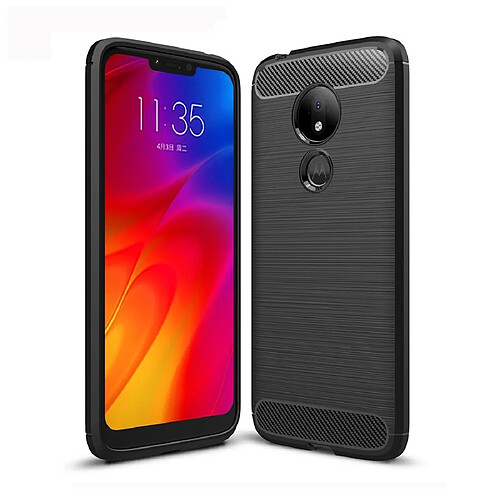 Wewoo Coque TPU en fibre de carbone à texture brossée pour Motorola Moto G7 Power US Version Noir