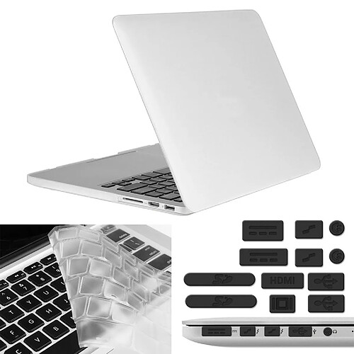 Wewoo Housse Étui blanc pour Macbook Pro Retina 15,4 pouces Chapeau-Prince 3 en 1 givré dur coque en plastique de protection avec clavier de et prise de poussière de port