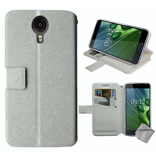 Htdmobiles Housse etui portefeuille pour Acer Liquid Z6 Plus + film ecran - BLANC