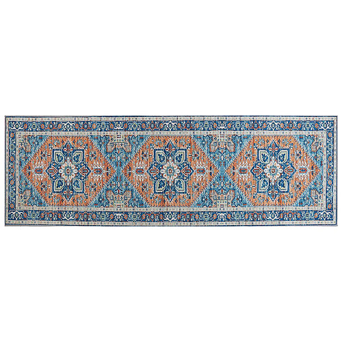 Beliani Tapis bleu et orange 80 x 240 cm RITAPURAM