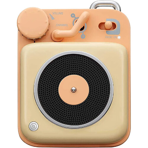 Chrono Rétro Haut-Parleur Bluetooth- Button Haut-Parleur sans Fil Bluetooth-Portable Rétro Vintage Loudspeaker-Enceinte Portable Bluetooth pour Maison Bureau Cuisine Voyages et l'extérieur,Orange