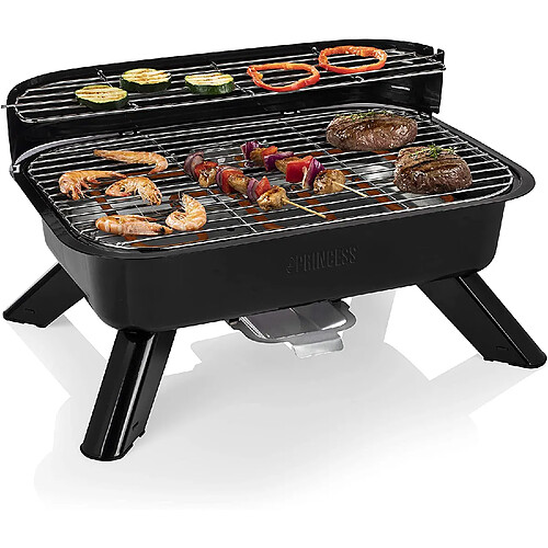 Princess barbecue polyvalent électrique ou au charbon de bois 2000W noir