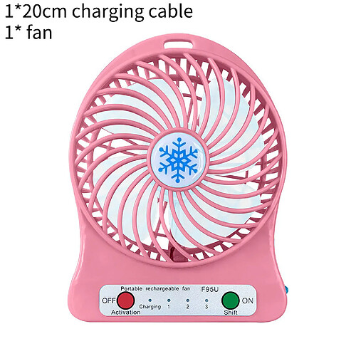 (Rose) Ventilateur de Bureau Usb Mini Trois Vitesses Portable Compact Couleur Unie Été Silencieux