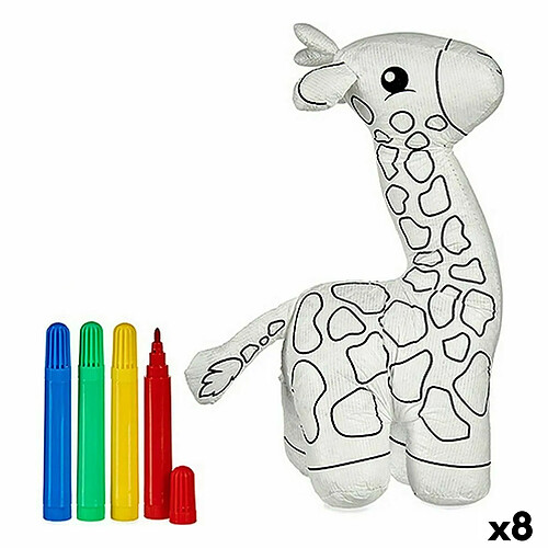 Pincello Peluche à colorier Girafe Blanc Noir 9 x 23 x 15 cm (8 Unités)