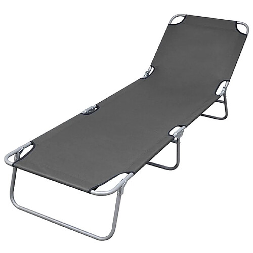 Maison Chic Chaise longue pliable de jardin | Bain de soleil Relax | Transat avec dossier réglable Gris -GKD91388