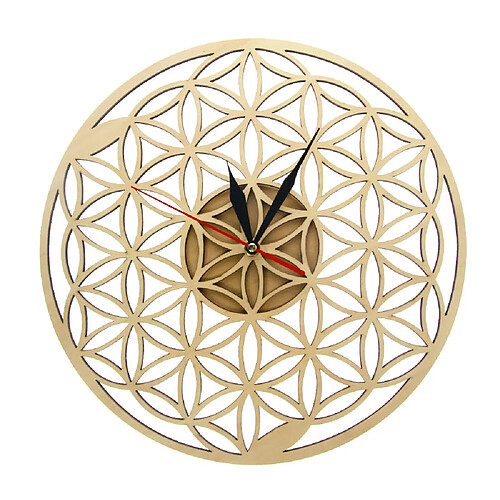 Universal Vie Bague à fleurs Horloge murale en bois géométrique Montre à découpe laser Montre Joe Clay Cadeau Décoration de salle | Horloge murale