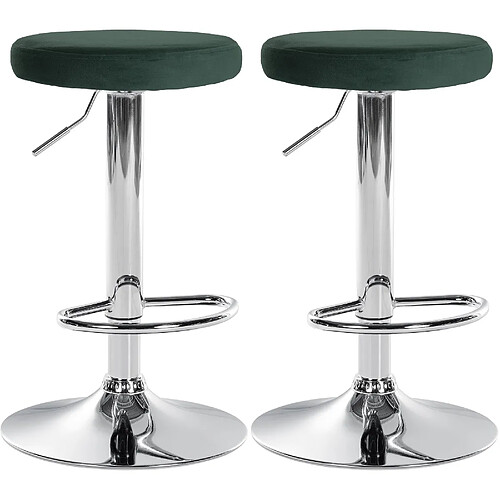 Non Lot de 2 tabourets de bar Ponte velours chrome