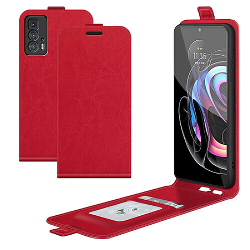 Coque en TPU + PU simple, antichute, Crazy Horse vertical rouge pour votre Motorola Edge 20 Pro