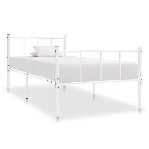 Maison Chic Lit adulte - Lit simple Cadre de lit,Structure du lit Contemporain Blanc Métal 90 x 200 cm -MN86848