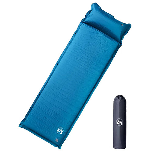 vidaXL Matelas de camping autogonflant oreiller 1 personne turquoise