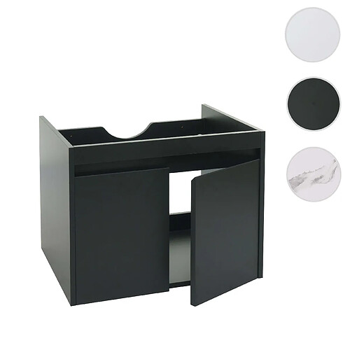 Mendler Meuble sous-lavabo HWC-L86, meuble sous-lavabo de salle de bains, MVG mélamine 2 portes 48x59x46cm ~ noir