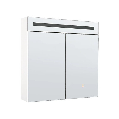 Beliani Armoire de toilette blanche avec miroir LED 60 x 60 cm JARAMILLO