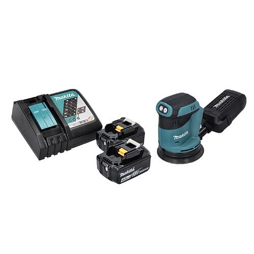 Makita DBO 180 RM Ponceuse excentrique sans fil 18 V 125 mm + 2x batterie 4,0 Ah + chargeur