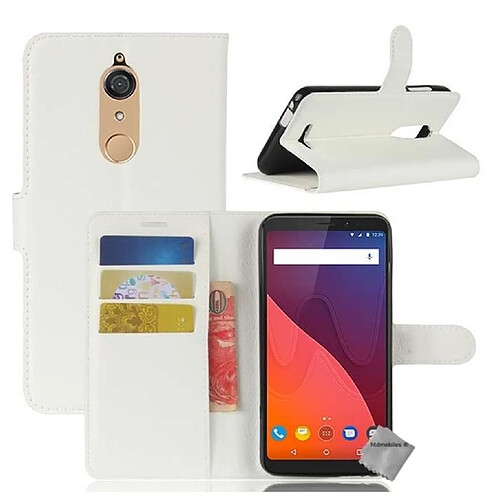 Htdmobiles Housse etui portefeuille pour Wiko View + film ecran - BLANC