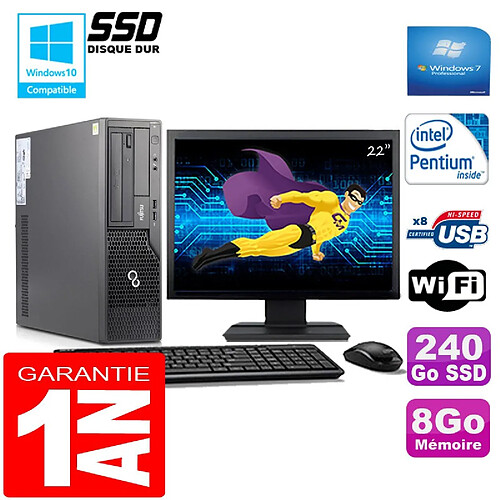 PC Fujitsu Esprimo E500 E85+ SFF G640 8Go Disque 240Go SSD Wifi W7 Ecran 22" · Occasion