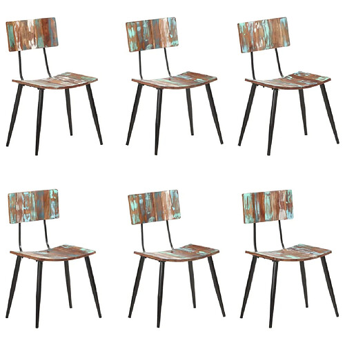 vidaXL Chaises à manger lot de 6 bois de récupération solide