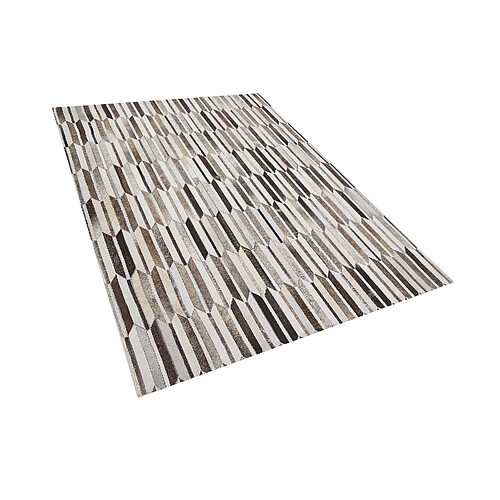 Beliani Tapis patchwork en cuir beige et marron 140 x 200 cm KULALAR