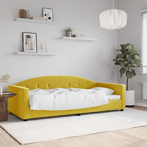 vidaXL Lit de repos sans matelas jaune 90x200 cm velours