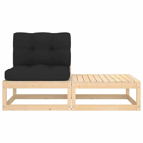 Maison Chic Salon de jardin 2 pcs avec coussins - Table et chaises d'extérieur - Mobilier/Meubles de jardin Moderne Bois de pin massif -MN11984