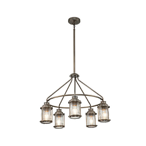 Elstead Lighting Suspension extérieur Kichler Aluminium,laiton,verre grainé transparent Bronze bruni