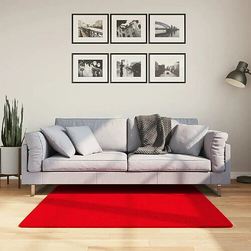 vidaXL Tapis HUARTE à poils courts doux et lavable rouge 120x120 cm