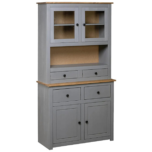 vidaXL Buffet haut Gris 93x40,5x180 cm Pin Gamme Panama