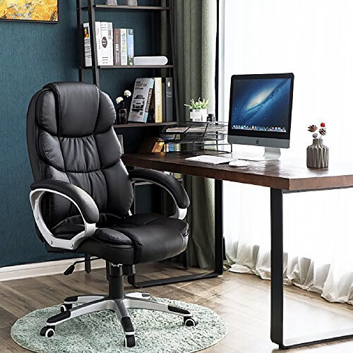 SONGMICS Noir Chaise Fauteuil de Bureau Chaise pour Ordinateur Hauteur réglable PU OBG24B