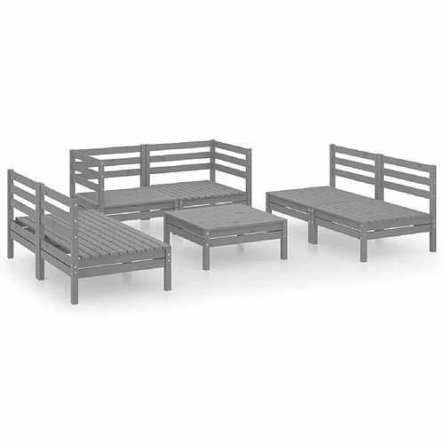 Maison Chic Salon de jardin 7 pcs - Table et chaises d'extérieur - Mobilier/Meubles de jardin Moderne Gris Bois de pin massif -MN22987