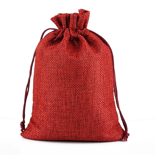 Wewoo 50 PCS Multi taille Linge De Jute Cordon Cadeau Sacs Mariage Faveurs De Fête Anniversaire SacsTaille 10x14cm Rouge