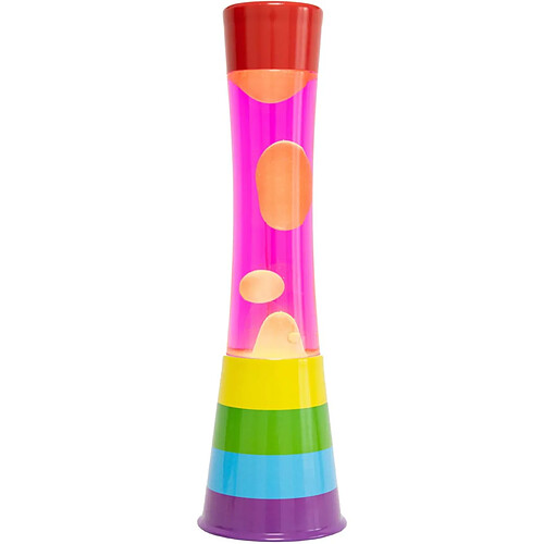 Fisura Lampe à poser en métal et verre Lave arc en ciel / fuchsia.