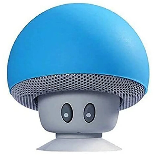 Chrono Mini Mushroom Portable sans Fil Bluetooth V2.1 Haut-Parleur et Support de téléphone Portable avec Ventouse Compatible avec iPad, iPhone, téléphones Android, Ordinateur Portable(Bleu)